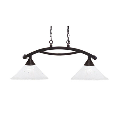 Bow 2 Light Steel Medium Linear Island Pendant by Toltec - 872-12-135-3275