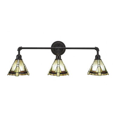 Vintage 3 Light Steel Vanity Light 33.25 Inch Length by Toltec - 183--1075-3325