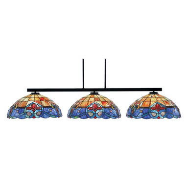 Atlas 3 Light Art Glass Large Island Pendant 52.5 Inch Length by Toltec - 4523-MB-935