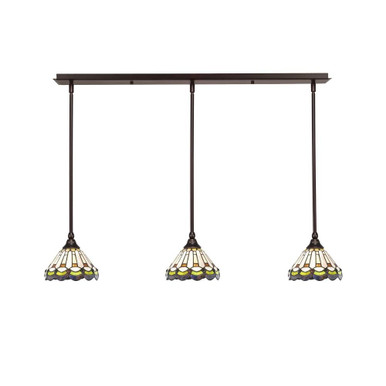 3 Light Stem Hung Linear Pendalier 6.5 x 39 Inch by Toltec 36-BRZ-9395 - 36-BRZ-9395