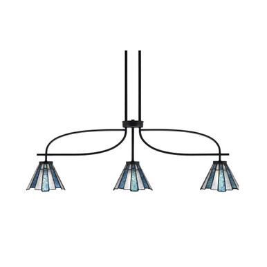 Cavella 3 Light Art Glass Small Island Pendant 39.25 Inch Length by Toltec - 3936-MB-9115