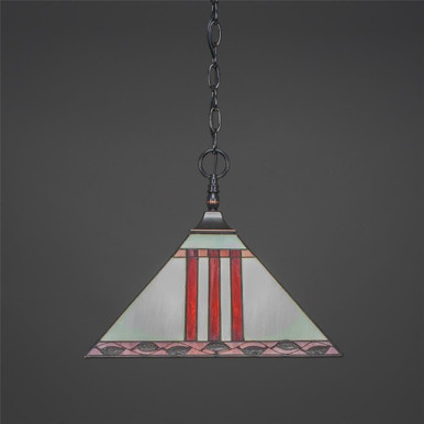Any 1 Light Metal Leaf Art Glass Medium Pendant by Toltec - 12-14-1225-