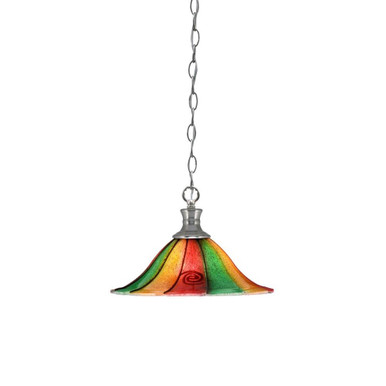 Chain 1 Light Medium Chain Hung Pendant 8.75 Inch Tall by Toltec - 96-BN-764