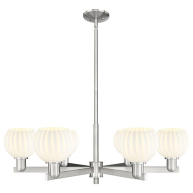 White Venetian 6 Light Stem Hung Chandelier 35.75 Inch Wide by Innovations - 716-6CR-G1217-6