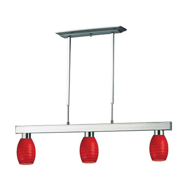 Players 3 Light Modern Linear Island Chandelier by Z-Lite - 152BN-131RED