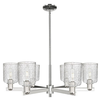 Cobbleskill 6 Light Basketweave Stem Hung Chandelier by Innovations - 716-6CR-PN-G112C-5CL