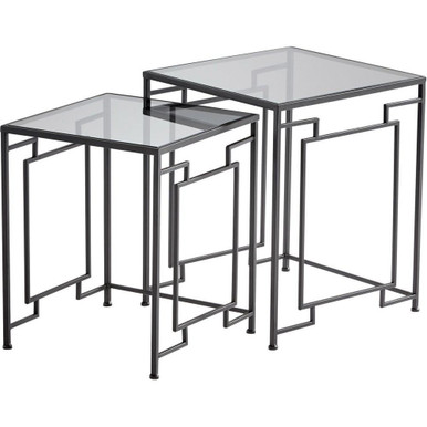 Galleria square Table (set of 2) 18 Inch Wide by 18 Inch Long by Cyan - 11042