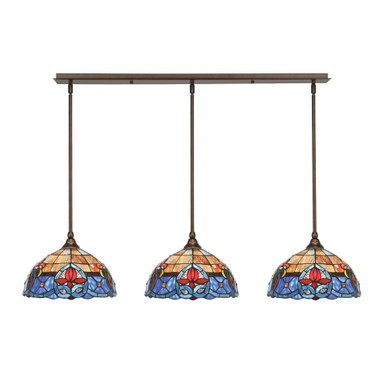 3 Light Stem Hung Linear Pendalier 8.25 x 43.5 Inch by Toltec 36-BRZ-9359 - 36-BRZ-9359