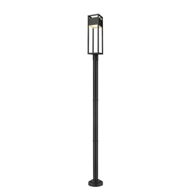 Barwick 14W 1 LED Outdoor Post Mount Lantern 9 x 100.75 Inches by Z-Lite - 585PHBR-567P-BK-LED