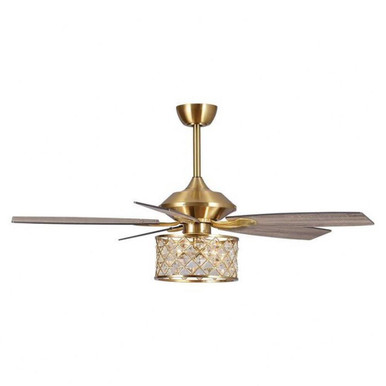 Cochin 5 Blade Crystal Ceiling Fan with Light Kit 52 Inch by Parrot Uncle - F6338MSQ110V