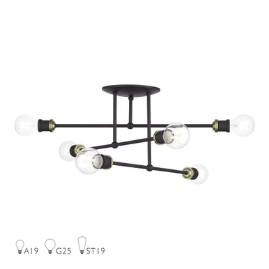 Delacroix 6 Light 28 Inch Wide Semi Flush Mount by Livex - 47178
