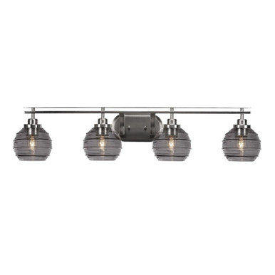 Odyssey 4 Light Ribbed Glass Vanity Light 39.25 Inch Length by Toltec - 2614-BN-5110