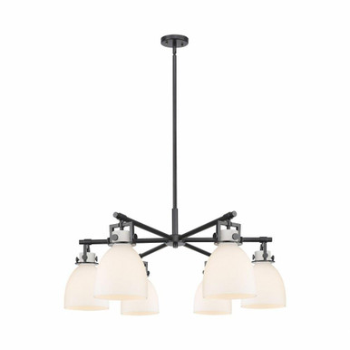 Newton Bell 6 Light Stem Hung Chandelier 26 Inch Wide by Innovations - 411-6CR-G412-7