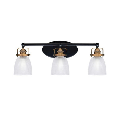 Easton 3 Light Clear Ribbed Vanity Light by Toltec - 1933-WHBN-500