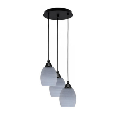 Array 3 Light Steel Small Pendant 10.75 Inch Wide by Toltec - 1818-MB-10.75-9.5
