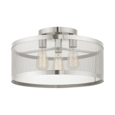 Industro 3 Light 18 Inch Wide Semi Flush Mount by Livex - 46219