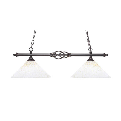 Elegante 2 Light Medium Linear Island Pendant 9.5 Inch Tall by Toltec - 862-DG-702