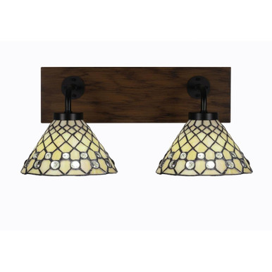 Oxbridge 2 Light Art Glass Vanity Light 17.75 Inch Length by Toltec - 1772-MBWG-9415