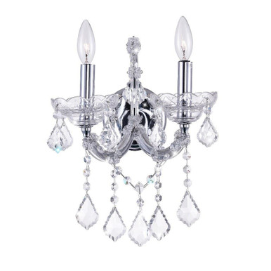 Maria Theresa 2 Light Wall Sconce 15 Inch Tall by CWI - 8397W12C-2(Clear)
