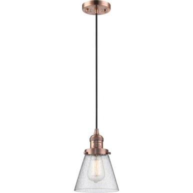 Bell 1 Light Seedy Glass Mini Cord Hung Pendant by Innovations - 201C-AC-G64