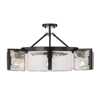 Aenon 6 Light 27.75 Inch Wide Semi Flush Mount by Golden - 3164-6SF BLK-HWG