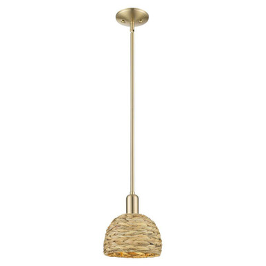Woven Rattan 1 Light Stem Hung Mini Pendant 9.38 X 8 Inch by Innovations - 716-1S-CB-RBD-8-NAT