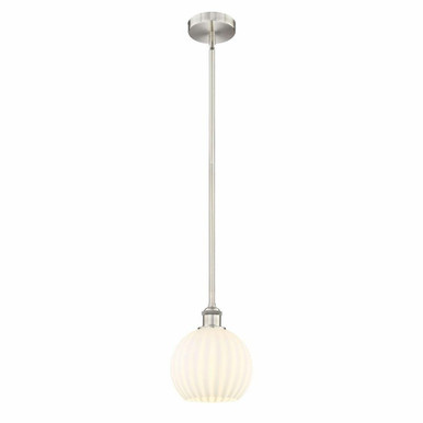 White Venetian 1 Light Stem Hung Small Pendant by Innovations - 616-1S-G1217-8