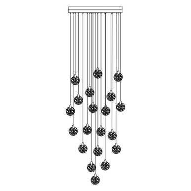 Snowflake 100W 20 LED Chandelier 5.83 Inch and 31.5 Inch Wide by Artcraft - AC12155BB