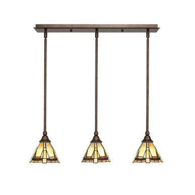 3 Light Stem Hung Linear Pendant 7.25 x 27 Inch Length by Toltec 25-BN-9185 - 25-BN-9185