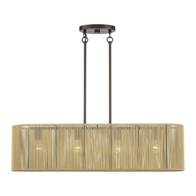 Goldiemesh 4 Light Large Linear Chandelier 19 X 7.75 Inch Wide by Livex - 53194-92