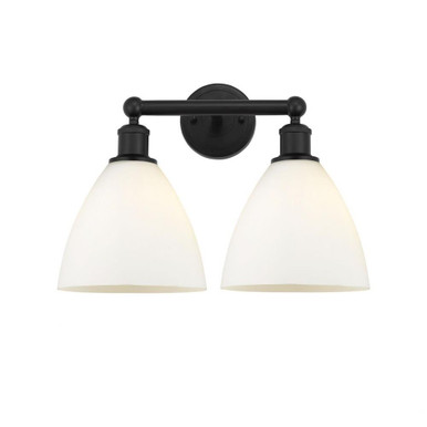 Bristol Glass 2 Matte White Light Vanity Light by Innovations - 616-2W-GBD-75