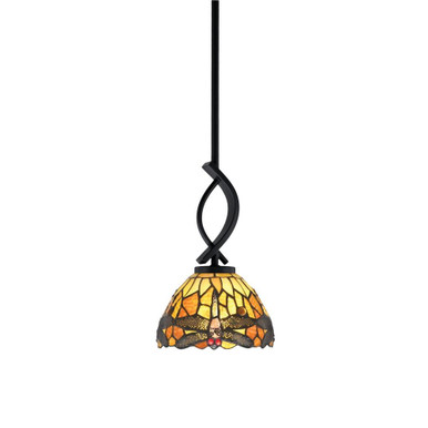Cavella 1 Light Art Glass Small Pendant 11.5 Inch Tall by Toltec - 3901-MB-9435
