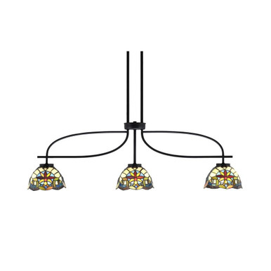 Cavella 3 Light Down Glass Small Island Pendant 39.25 Inch Length by Toltec - 3936-MB-9355