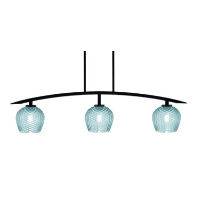 Kurve 3 Light Textured Glass Island Pendant 9.5 Inch Tall by Toltec - 3736-MB-460