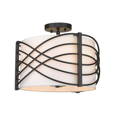 Zara 3 Light Semi Flush Mount 10.88 Inch Tall and 14.38 Inch Wide by Golden - 5516-SF BLK-MWS