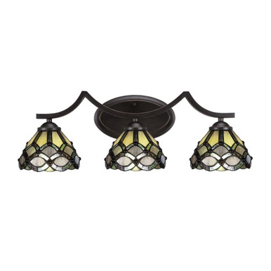 Zilo 3 Light Art Glass Vanity Light 24 Inch Length by Toltec - 553-24-9