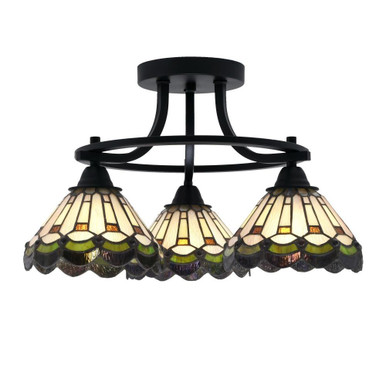 Paramount 3 Light 17.25 Inch Wide Semi Flush Mount by Toltec - 3417-MB-9355