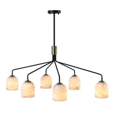 Gow Crescent 6 Light Chandelier 17.32 Inch Tall and 40.55 Inch Wide by BSH - 135-BEL-5302110