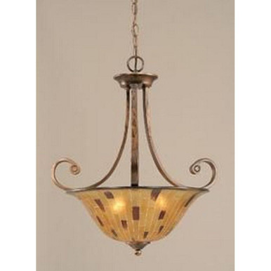 Curl 3 Light Large Pendant 23.5 Inch Wide by Toltec - 254-BRZ-708