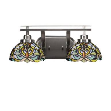 Odyssey 2 Light Art Glass Vanity Light 18 Inch Length by Toltec - 2612-BN-9905