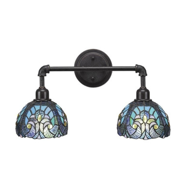 Vintage 2 Light Art Glass Vanity Light 20 Inch Length by Toltec - 182-DG-9945