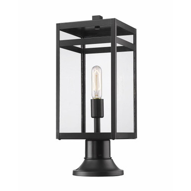 Nuri 1 Light Outdoor Pier Mount In Outdoor Style 19.75 x 7.5 Inch by Z-Lite - 596PHMR-553PM-BK