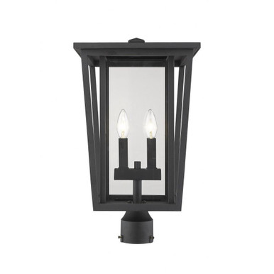Seoul 2 Light Outdoor Post Mount Lantern by Z-Lite - 571PHBR-BK