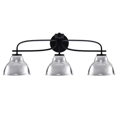 Cavella 3 Light Down Metal Shade Vanity Light 28.5 Inch Length by Toltec - 3913-MB-427-CH