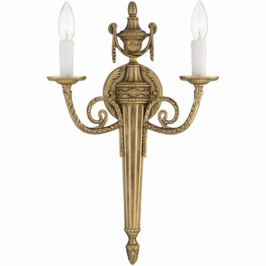 Cast Brass 2 Light Candle Style Wall Sconce 20 Inch Tall by Crystorama - 662-mb