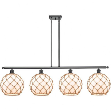 Farmhouse Rope 4 Light Oversized Island Pendant by Innovations - 516-4I-BK-G121-10RB