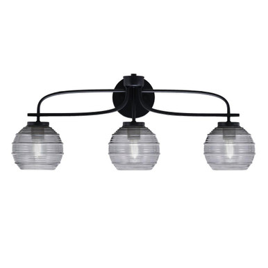 Cavella 3 Light Ribbed Glass Vanity Light 10.75 Inch Tall by Toltec - 3913-MB-5110