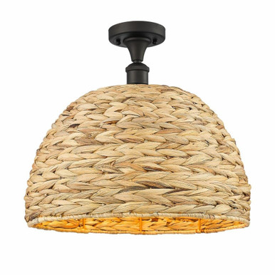 Woven Ratan 1 Light 15.75 Inch Wide Semi Flush Mount by Innovations - 516-1C-OB-RBD-16-NAT