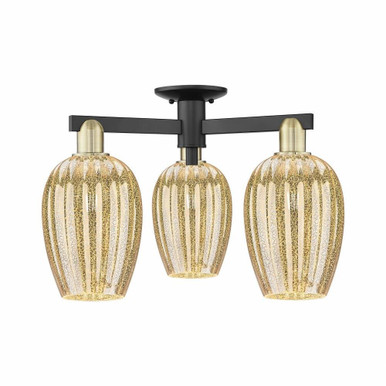 Preston 3 Light Semi Flush Mount 23.75 Inch Wide by Innovations - 716-3F-BAB-G457-6ME