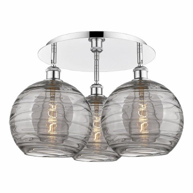 Athens Deco Swirl 3 Light 21.75 Inch Wide Flush Mount by Innovations - 516-3C-G1213-10